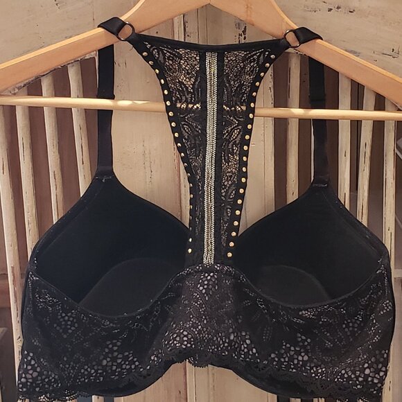 Victoria Secret Vintage Racerback Push up Bra with Studs and Chains 38D - Picture 1 of 11